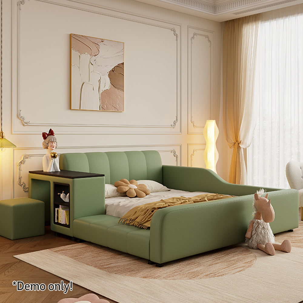 LIVARA SM901 120/135/150/180cm Lengrh Eco-friendly Leather Bed With Bookshelf - Green