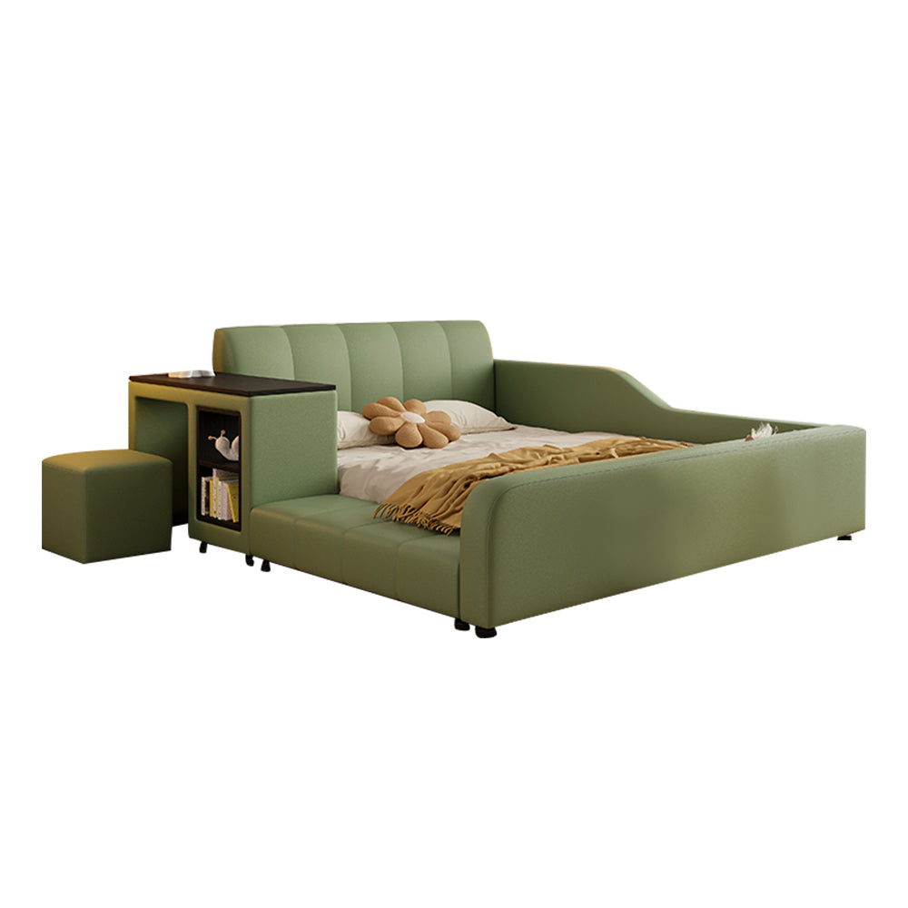 LIVARA SM901 120/135/150/180cm Lengrh Eco-friendly Leather Bed With Bookshelf - Green