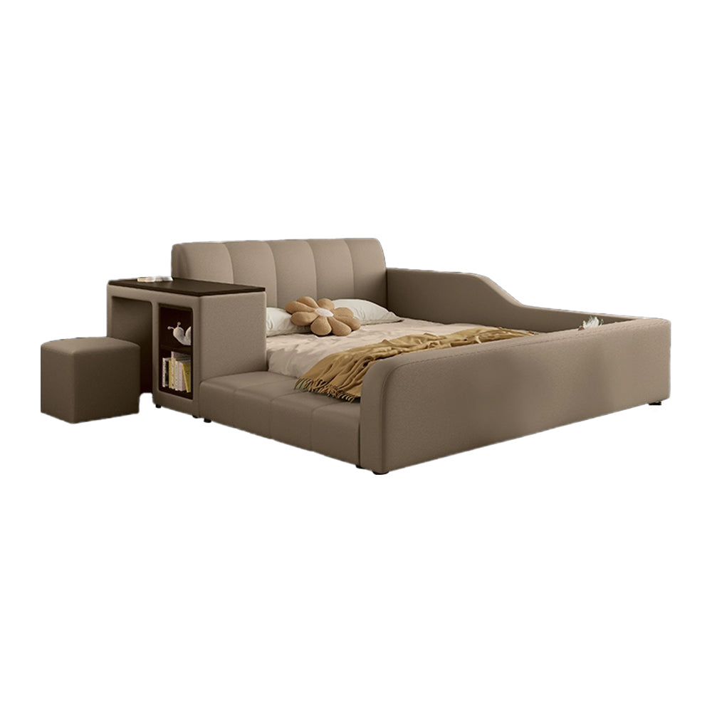 LIVARA SM901 120/135/150/180cm Lengrh Eco-friendly Leather Bed With Bookshelf - Grey