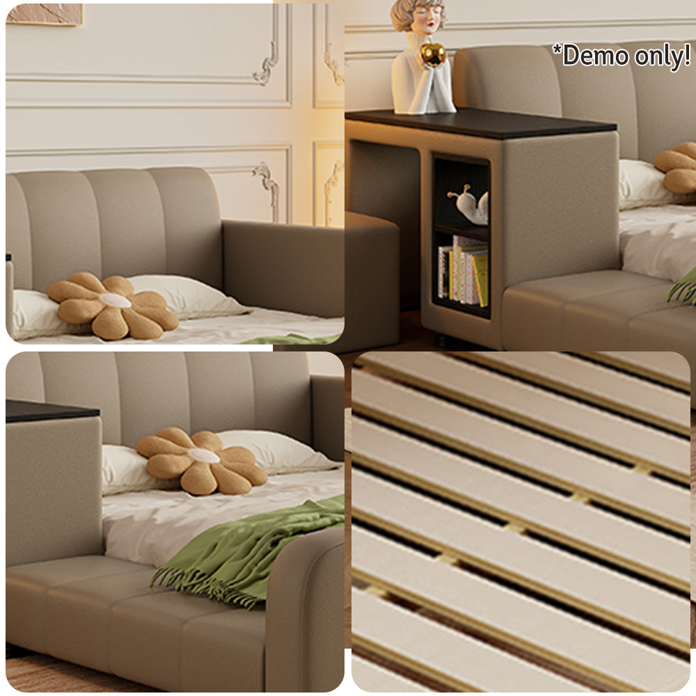 LIVARA SM901 120/135/150/180cm Lengrh Eco-friendly Leather Bed With Bookshelf - Grey