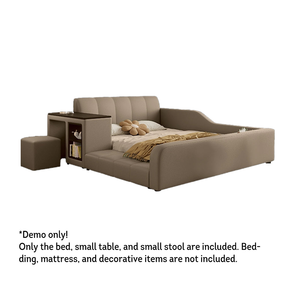 LIVARA SM901 120/135/150/180cm Lengrh Eco-friendly Leather Bed With Bookshelf - Grey