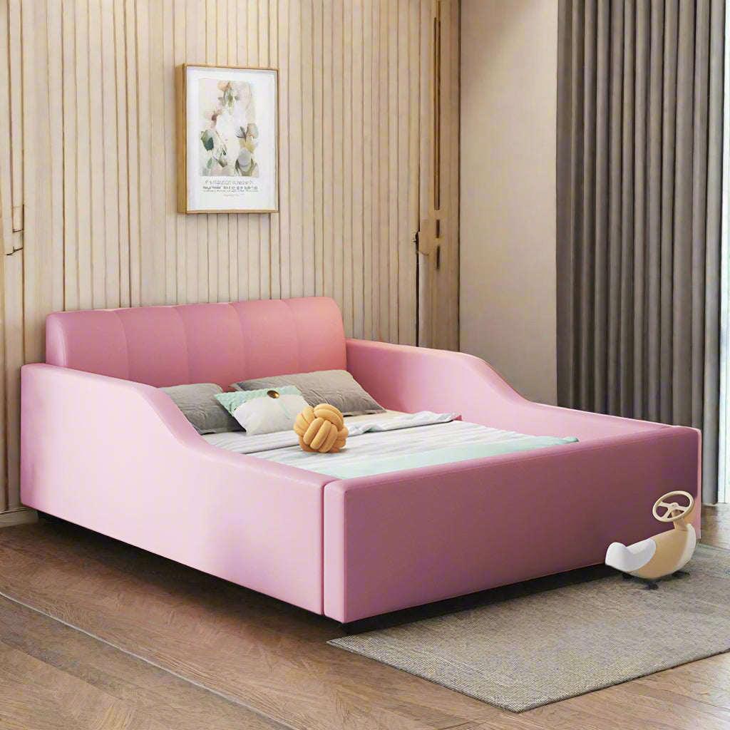 LIVARA SM901 120/135/150/180cm Length Tech Fabric Kids Bed - Pink