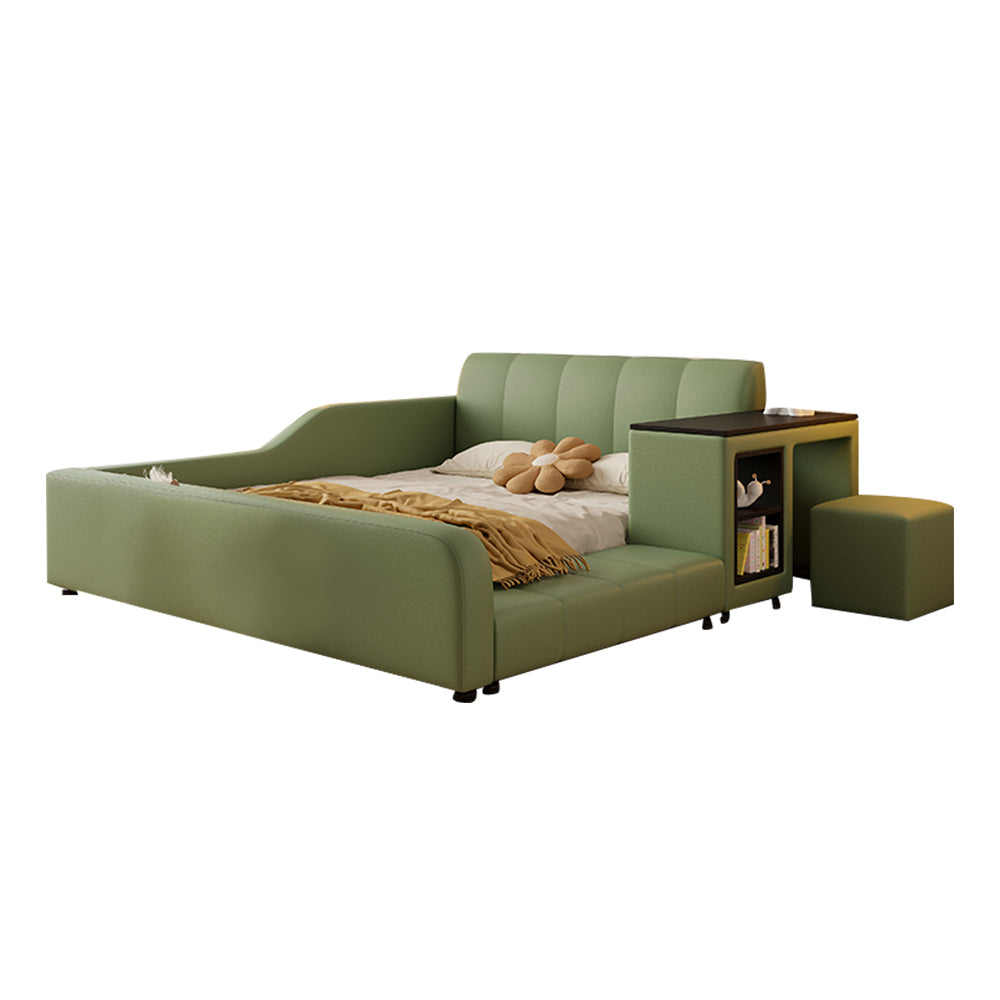 LIVARA SM901 120/135/150/180cm Lengrh Eco-friendly Leather Bed With Bookshelf - Green