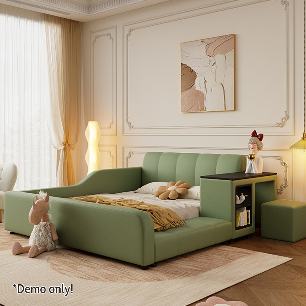 LIVARA SM901 120/135/150/180cm Lengrh Eco-friendly Leather Bed With Bookshelf - Green