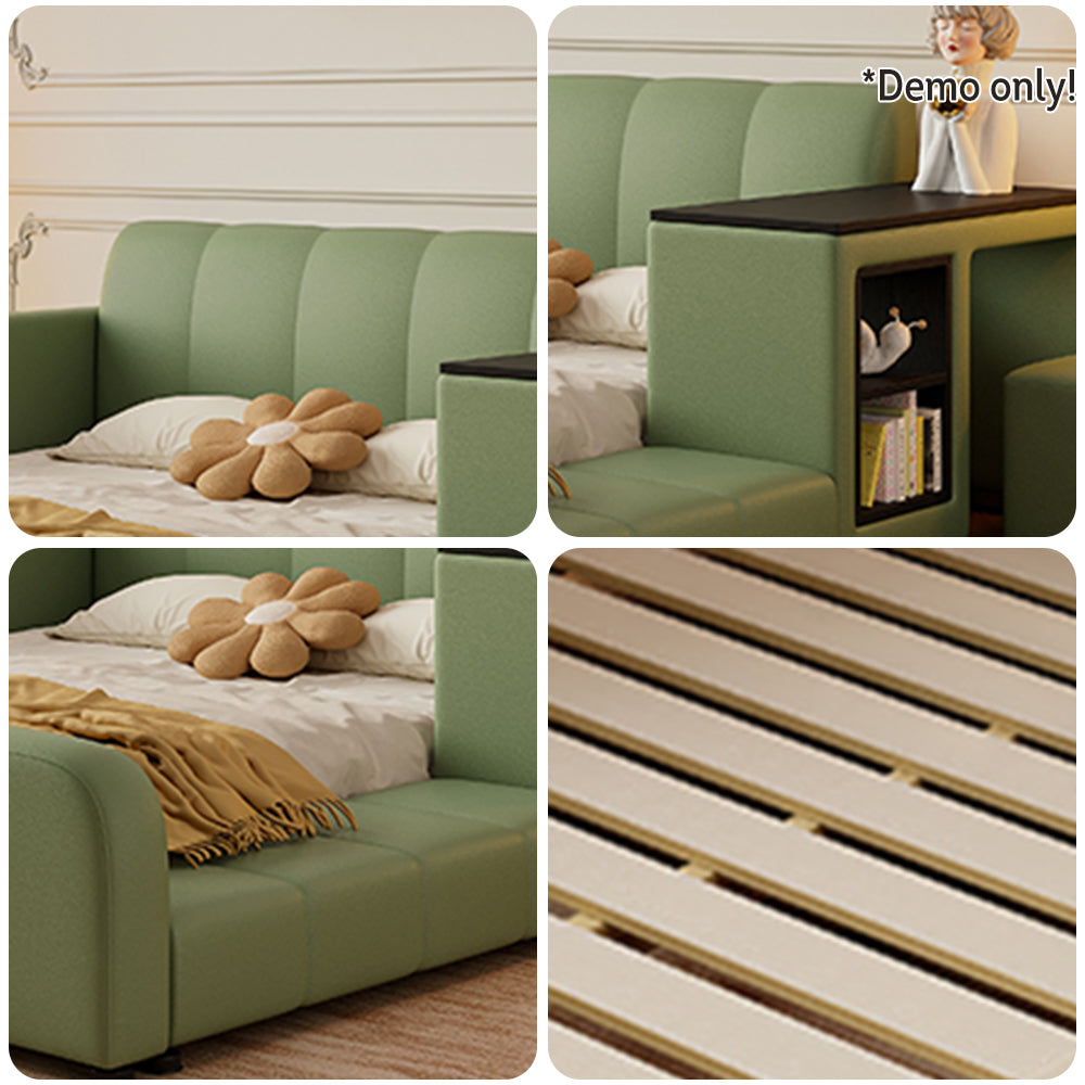 LIVARA SM901 120/135/150/180cm Lengrh Eco-friendly Leather Bed With Bookshelf - Green