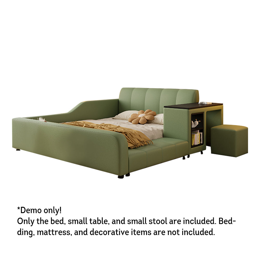 LIVARA SM901 120/135/150/180cm Lengrh Eco-friendly Leather Bed With Bookshelf - Green