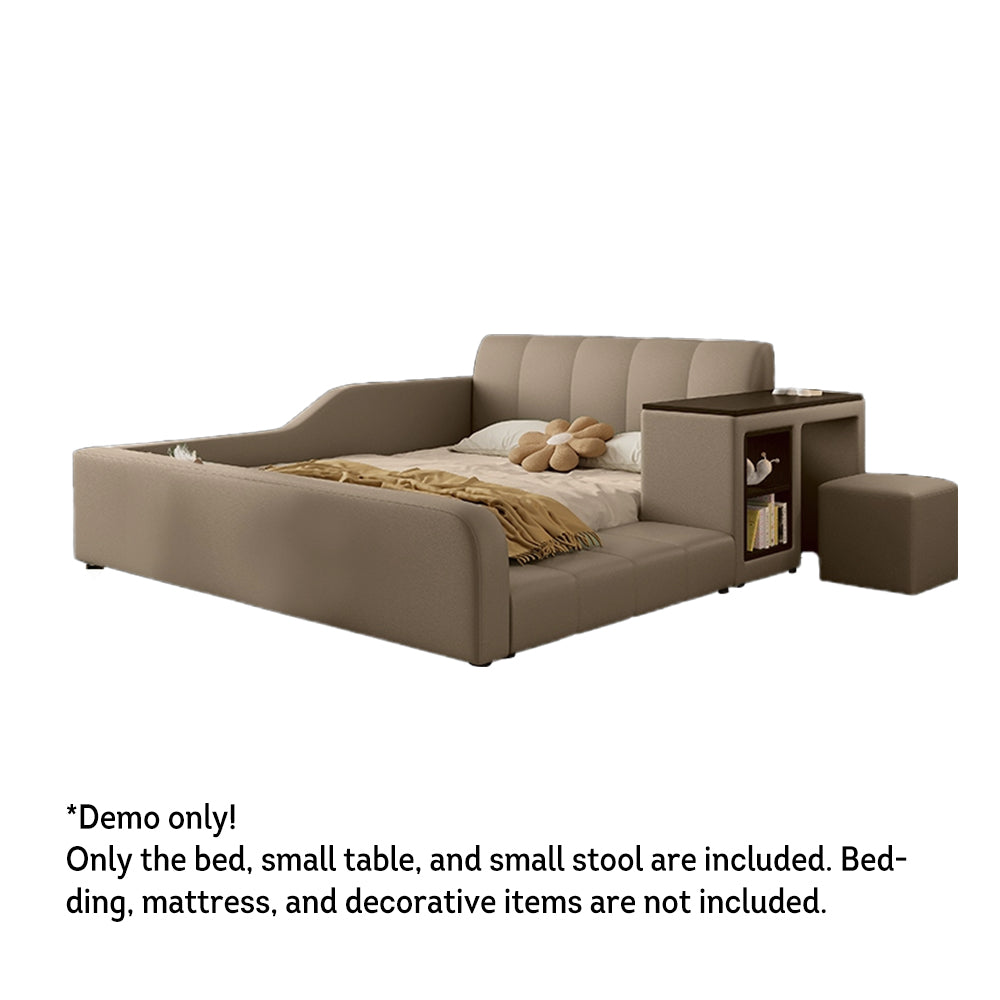 LIVARA SM901 120/135/150/180cm Lengrh Eco-friendly Leather Bed With Bookshelf - Grey