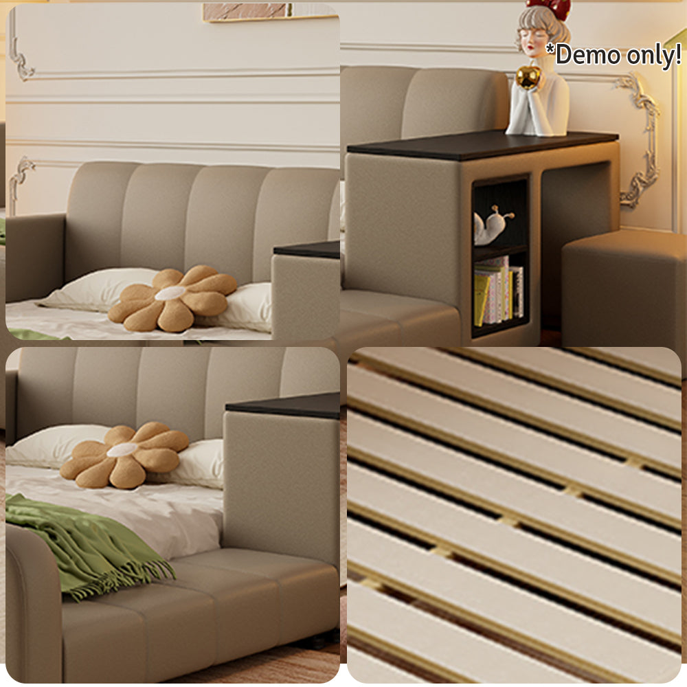 LIVARA SM901 120/135/150/180cm Lengrh Eco-friendly Leather Bed With Bookshelf - Grey