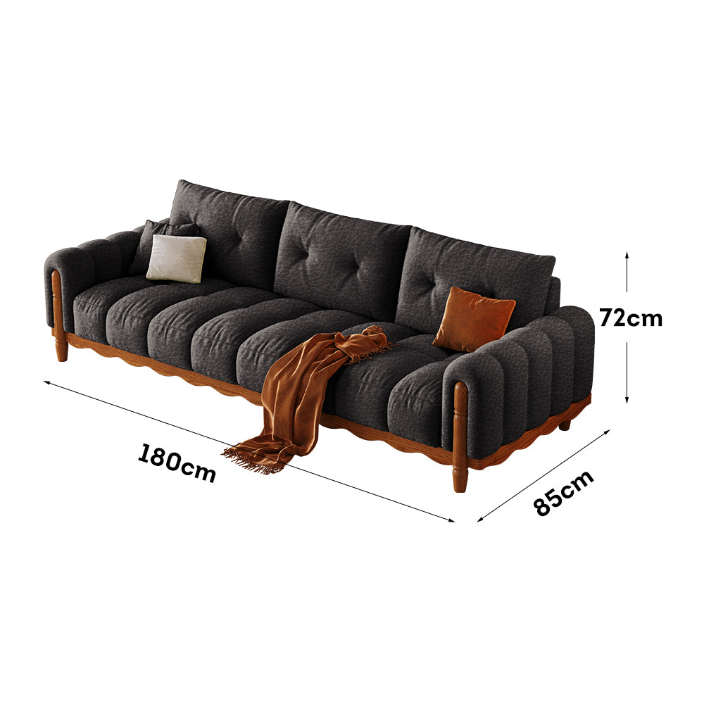 LIVARA 908 Vintage Style Oil Wax Leather Sofa 180-280cm With Throw Pillows