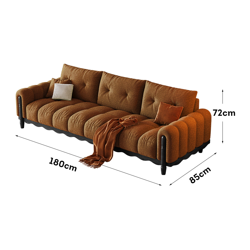 LIVARA 908 Vintage Style Oil Wax Leather Sofa 180-280cm With Throw Pillows