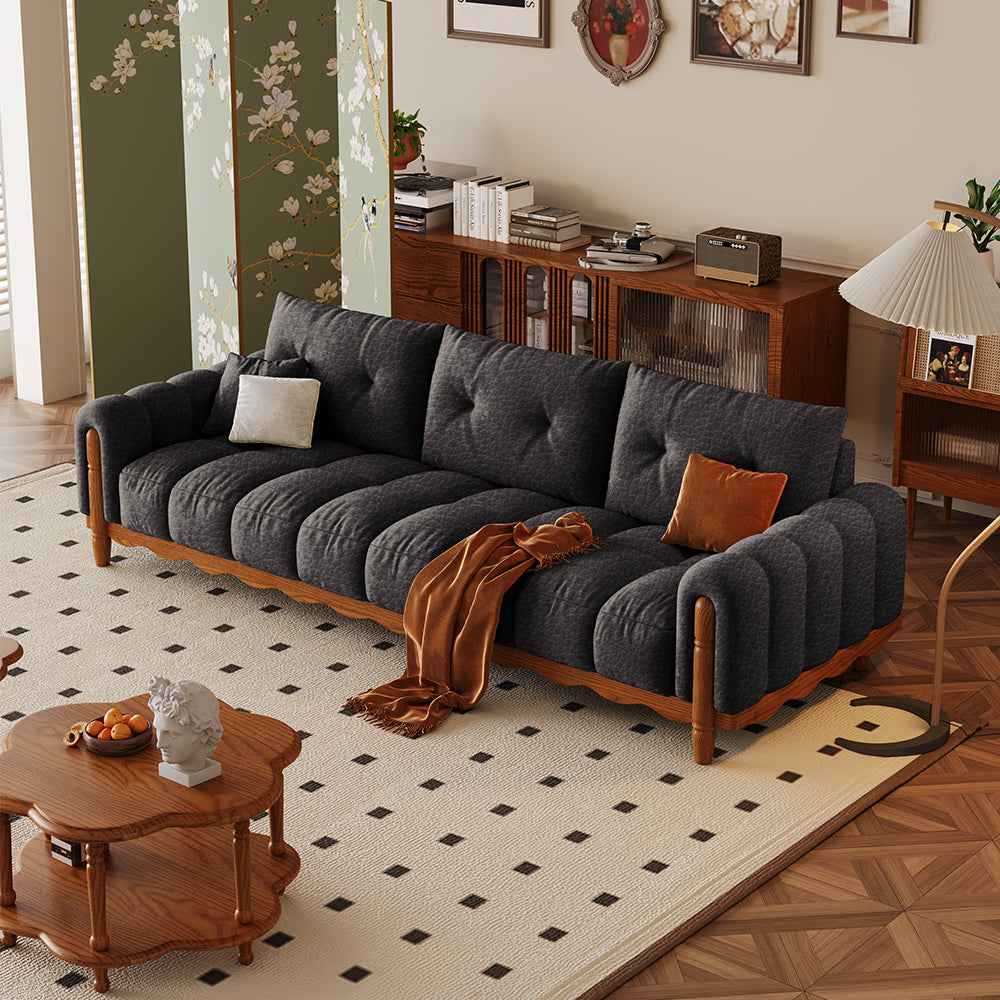 LIVARA 908 Vintage Style Oil Wax Leather Sofa 180-280cm With Throw Pillows