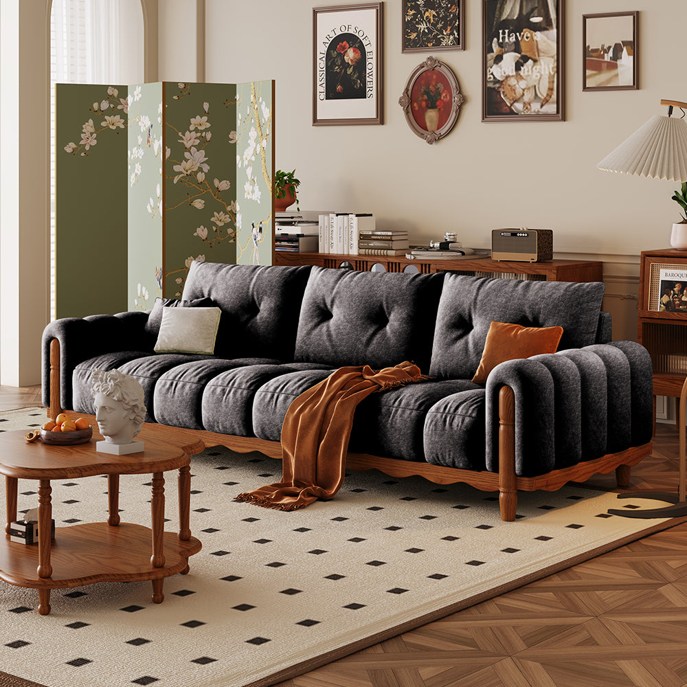 LIVARA 908 Vintage Style Oil Wax Leather Sofa 180-280cm With Throw Pillows