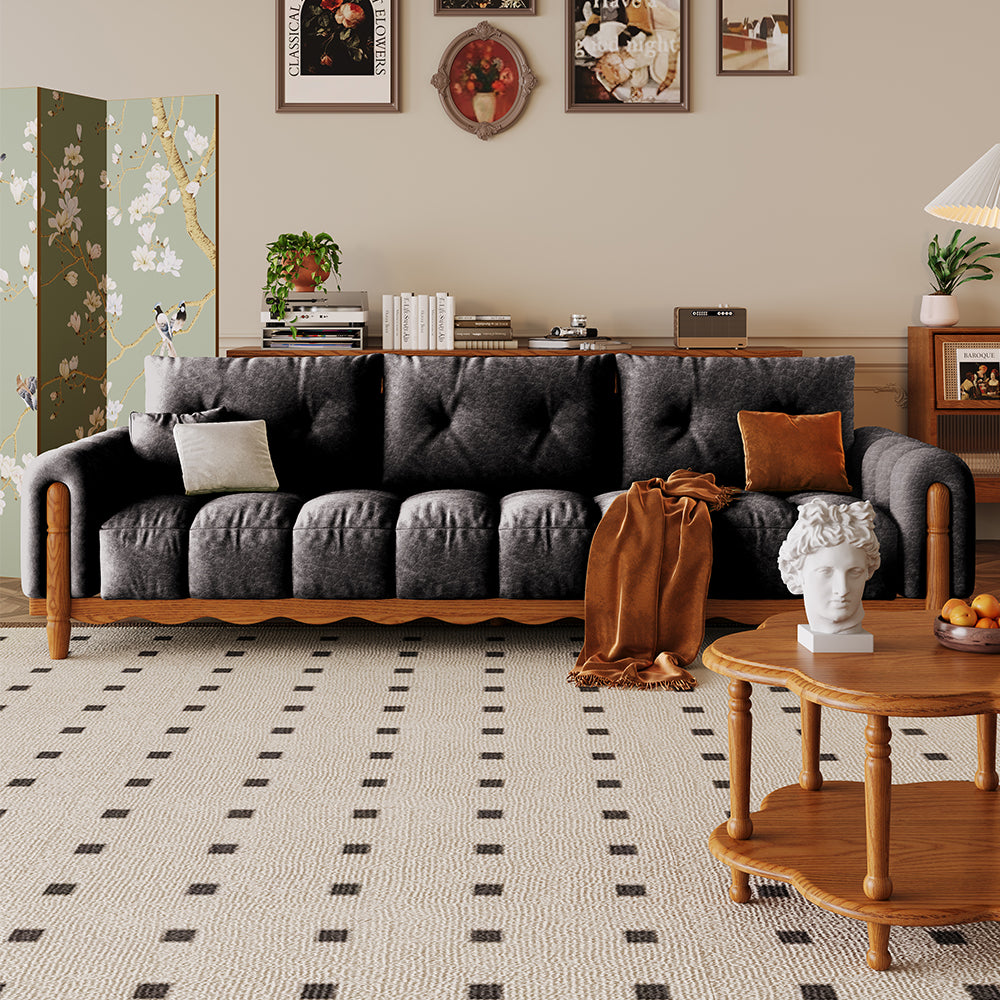 LIVARA 908 Vintage Style Oil Wax Leather Sofa 180-280cm With Throw Pillows