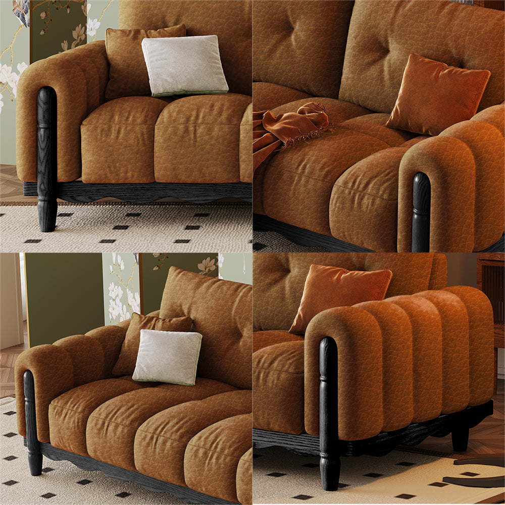 LIVARA 908 Vintage Style Oil Wax Leather Sofa 180-280cm With Throw Pillows