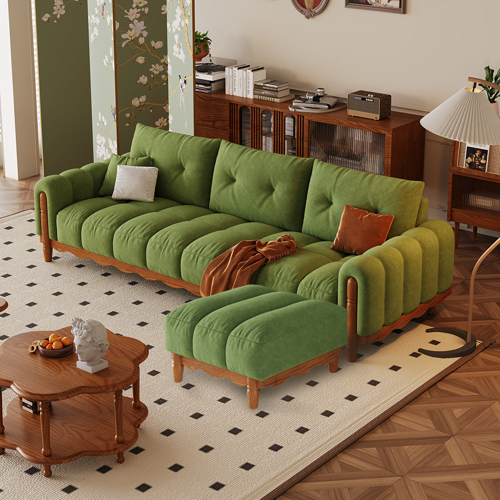 LIVARA 908 Vintage Style Velvet Sofa 180-280cm With Throw Pillows