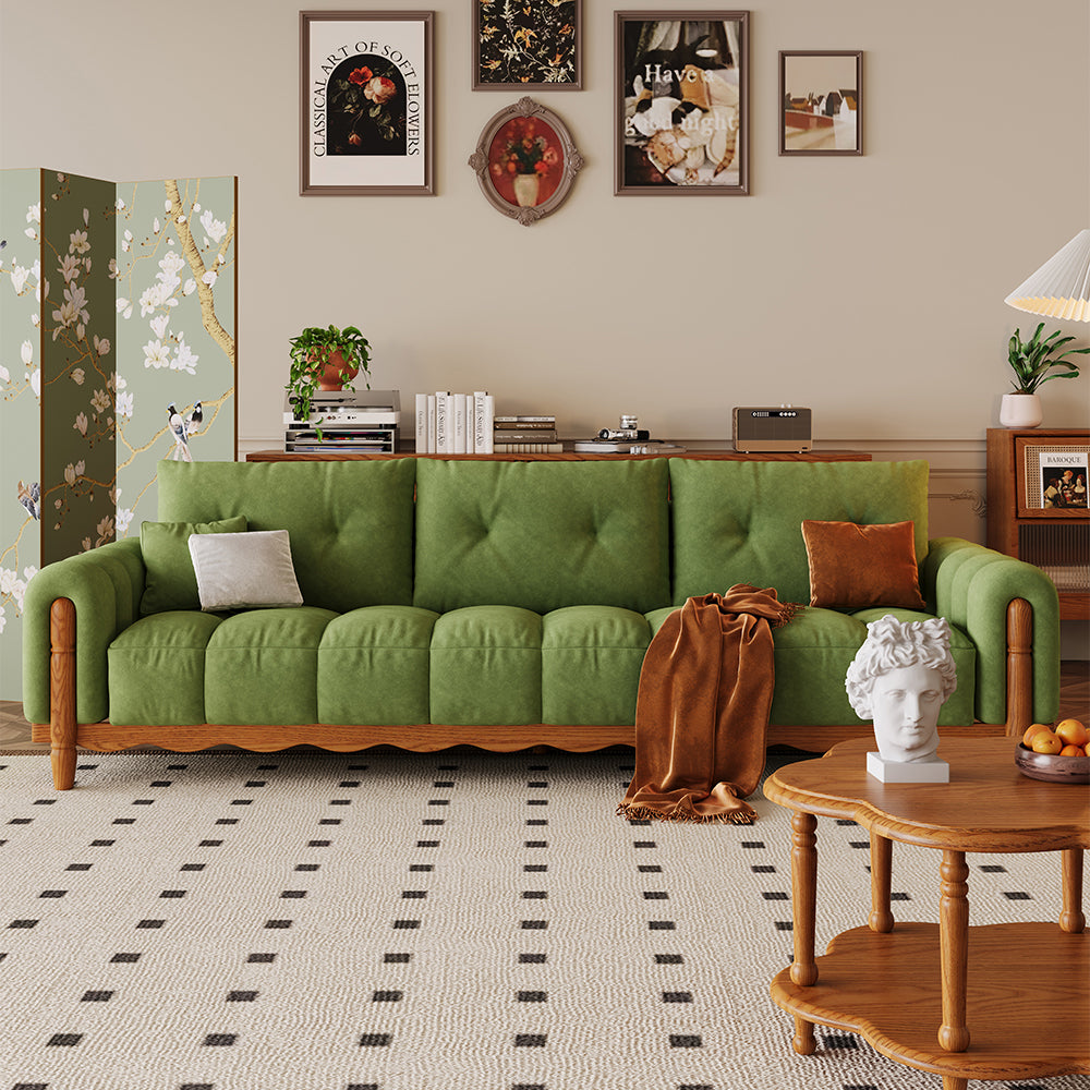 LIVARA 908 Vintage Style Velvet Sofa 180-280cm With Throw Pillows