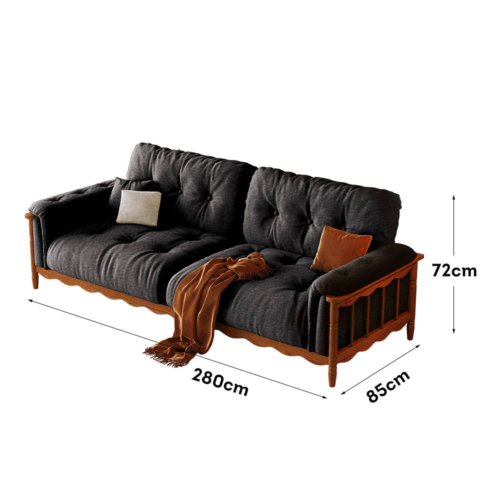 LIVARA 909 Vintage Style Oil Wax Leather Sofa 180-280cm With Cushions