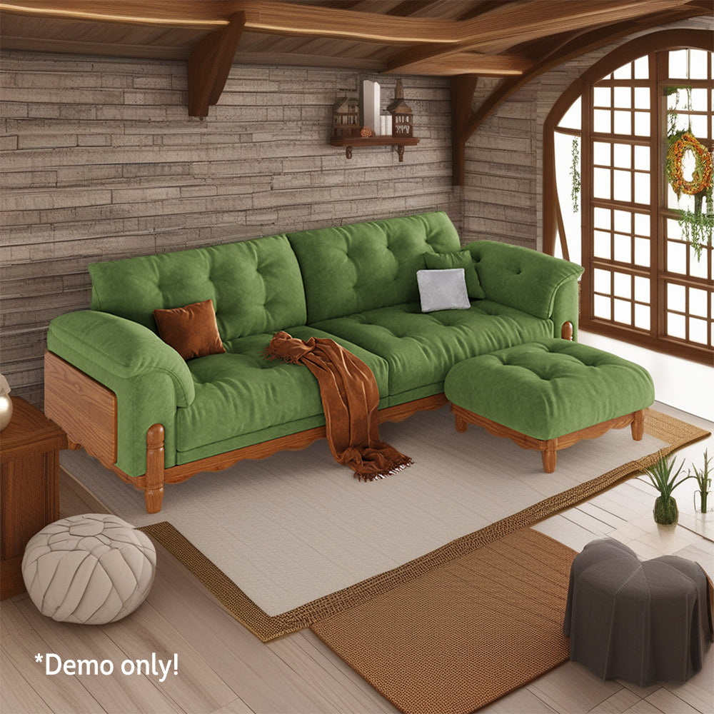 LIVARA 910 180/210/240/280cm Length Velvet Fabric Sofa Solid Wood Frame