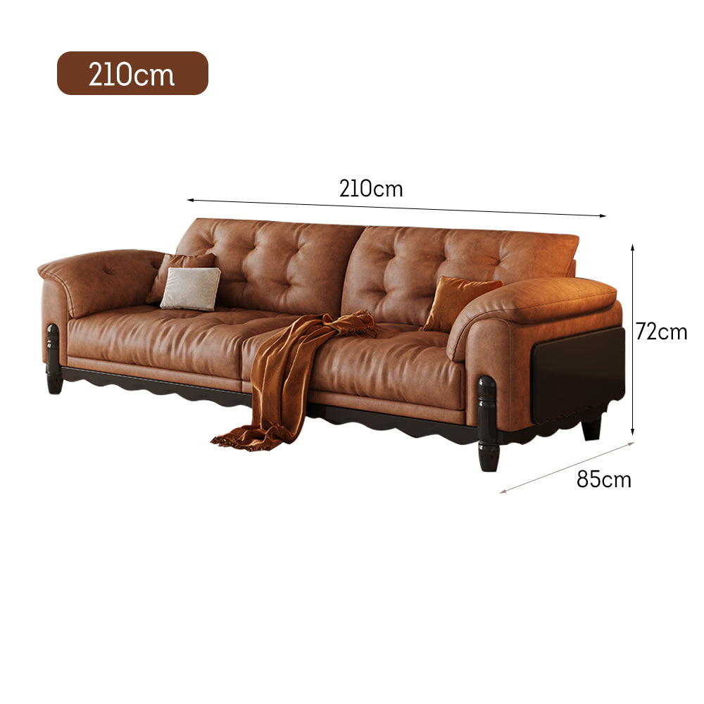 LIVARA 910 180/210/240/280cm Length Oil Waxed Leather Fabric Sofa Solid Wood Frame