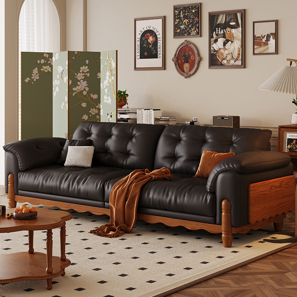 LIVARA 910 180/210/240/280cm Length Oil Waxed Leather Fabric Sofa Solid Wood Frame