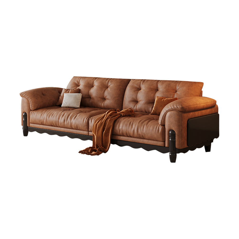 LIVARA 910 180/210/240/280cm Length Oil Waxed Leather Fabric Sofa Solid Wood Frame
