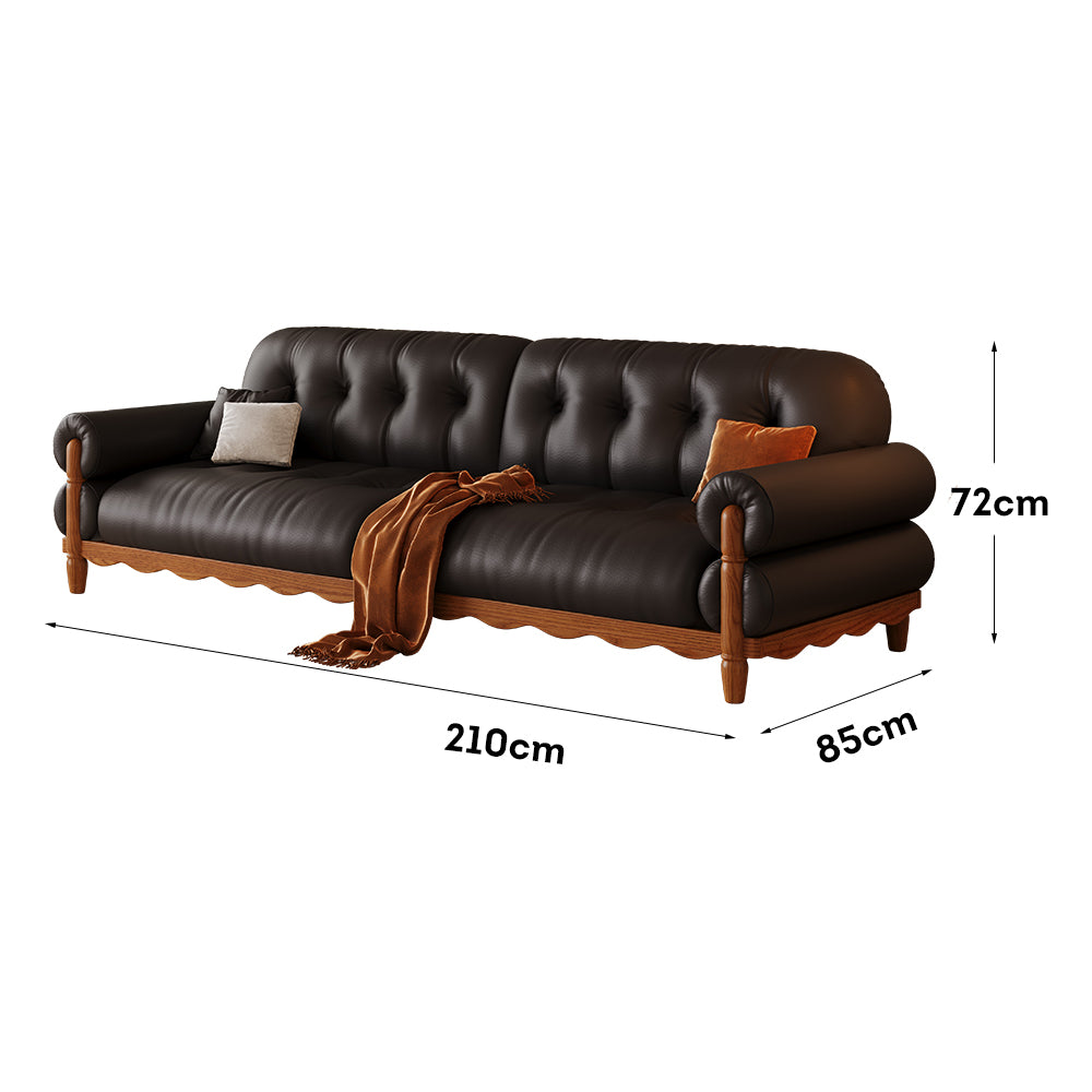 LIVARA 918 Vintage Style Oil Wax Leather Sofa 180-280cm With Throw Pillows