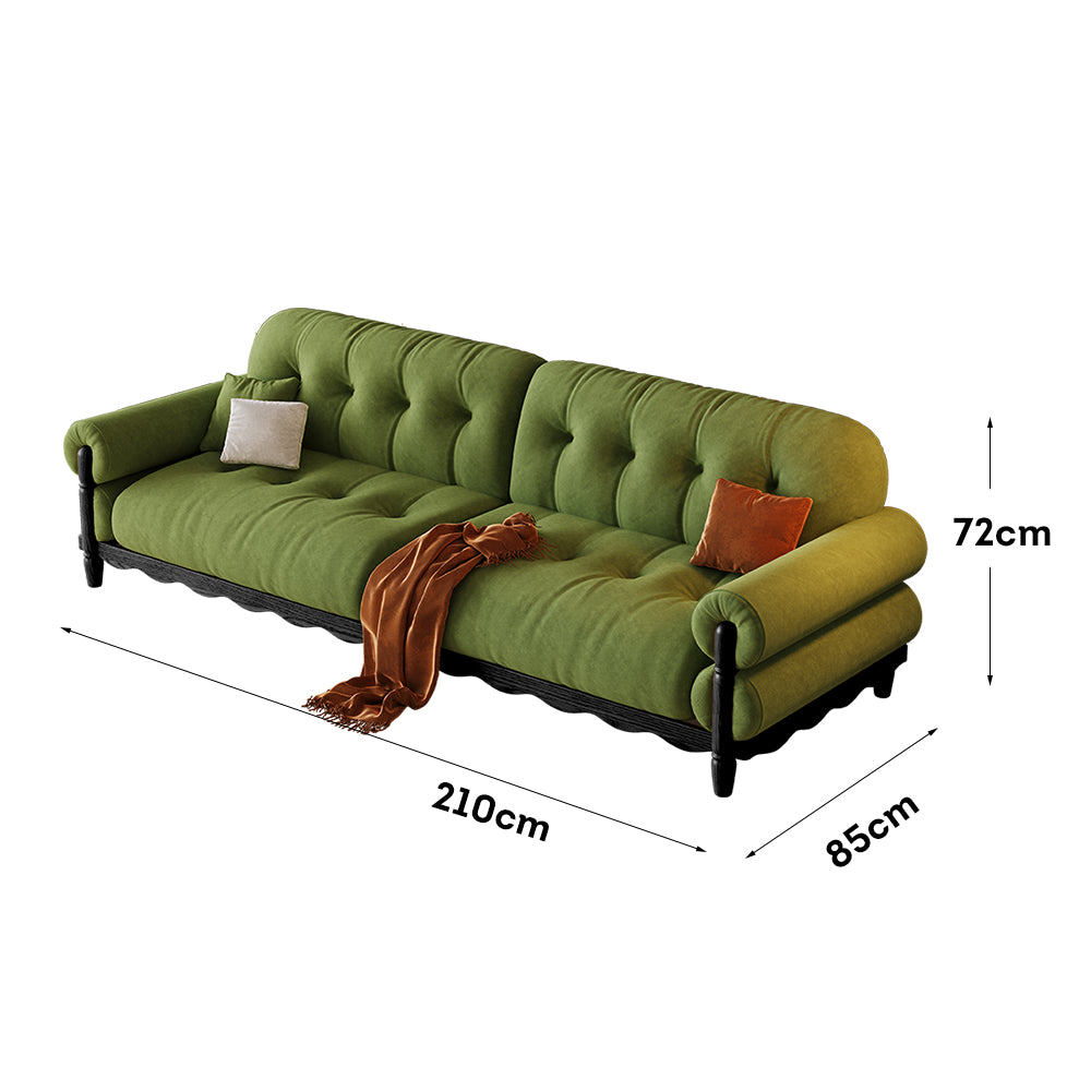 LIVARA 918 Vintage Style Velvet Sofa 180-280cm With Throw Pillows