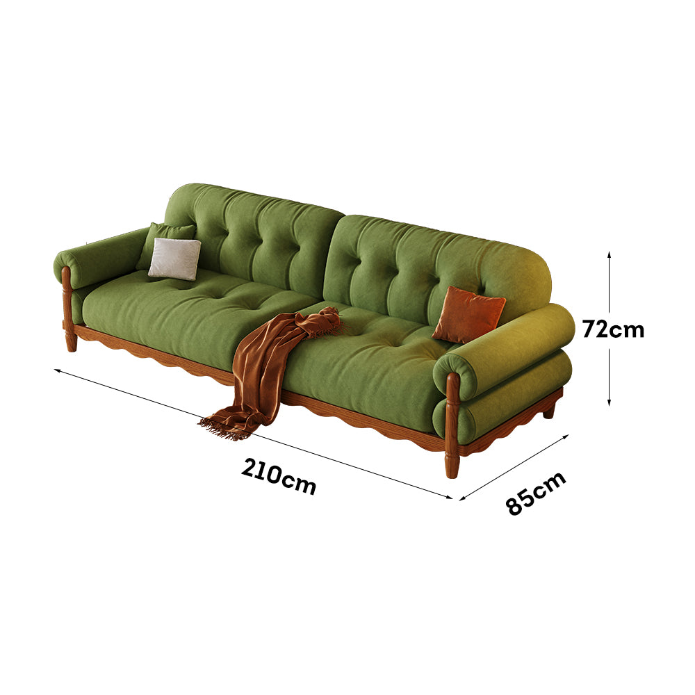 LIVARA 918 Vintage Style Velvet Sofa 180-280cm With Throw Pillows