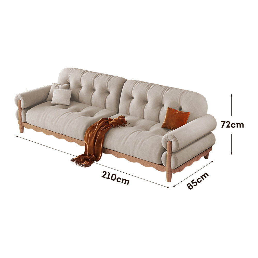 LIVARA 918 Vintage Style Velvet Sofa 180-280cm With Throw Pillows
