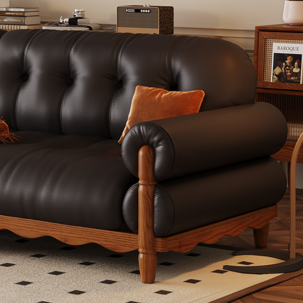 LIVARA 918 Vintage Style Oil Wax Leather Sofa 180-280cm With Throw Pillows