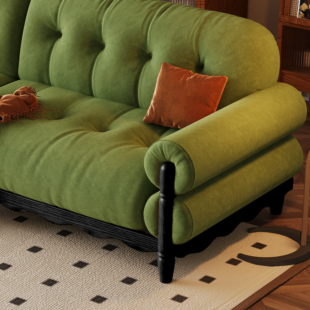 LIVARA 918 Vintage Style Velvet Sofa 180-280cm With Throw Pillows