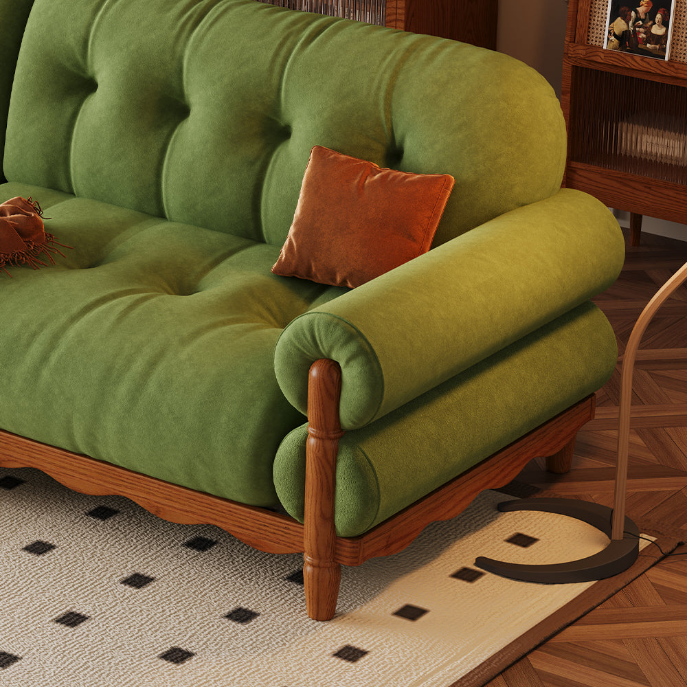 LIVARA 918 Vintage Style Velvet Sofa 180-280cm With Throw Pillows