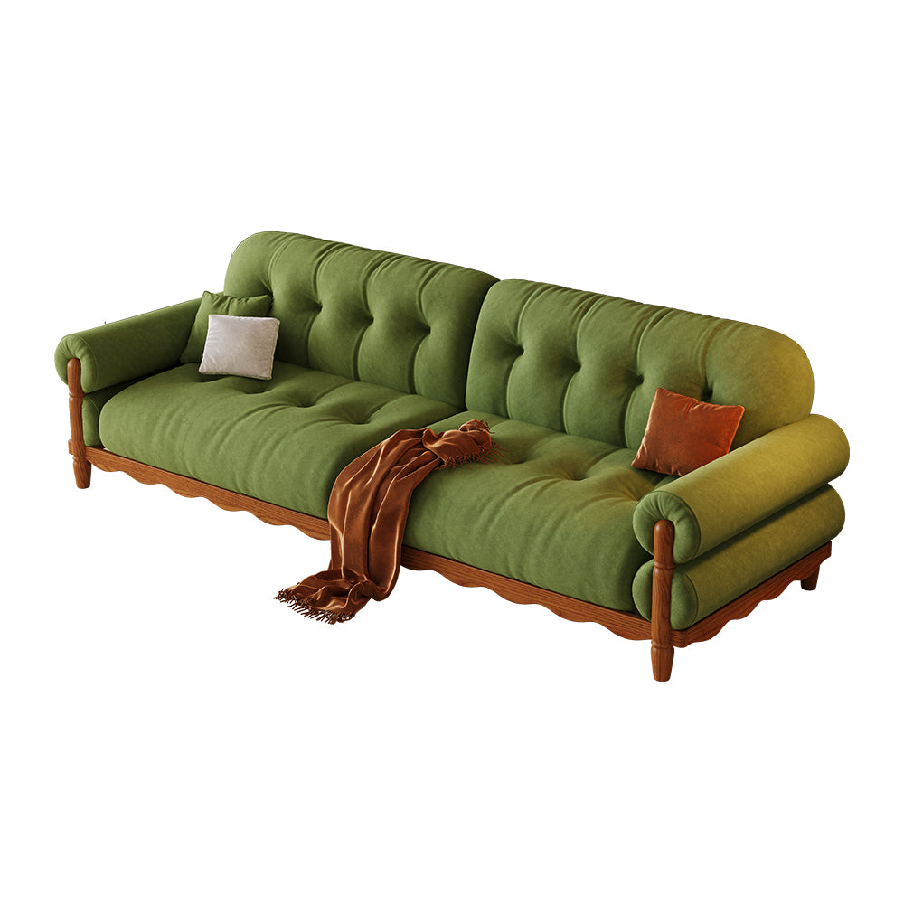 LIVARA 918 Vintage Style Velvet Sofa 180-280cm With Throw Pillows