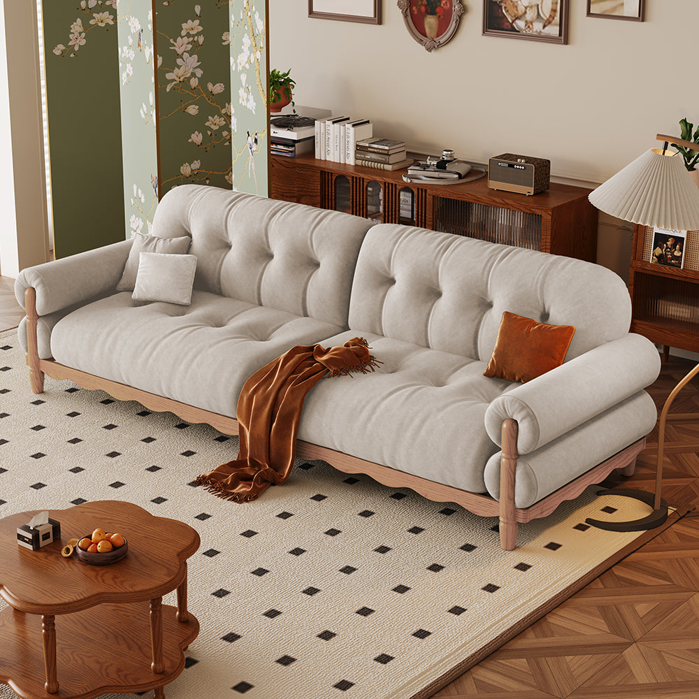 LIVARA 918 Vintage Style Velvet Sofa 180-280cm With Throw Pillows