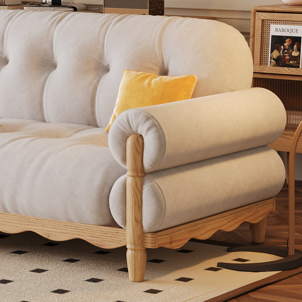 LIVARA 918 Vintage Style Velvet Sofa 180-280cm With Throw Pillows