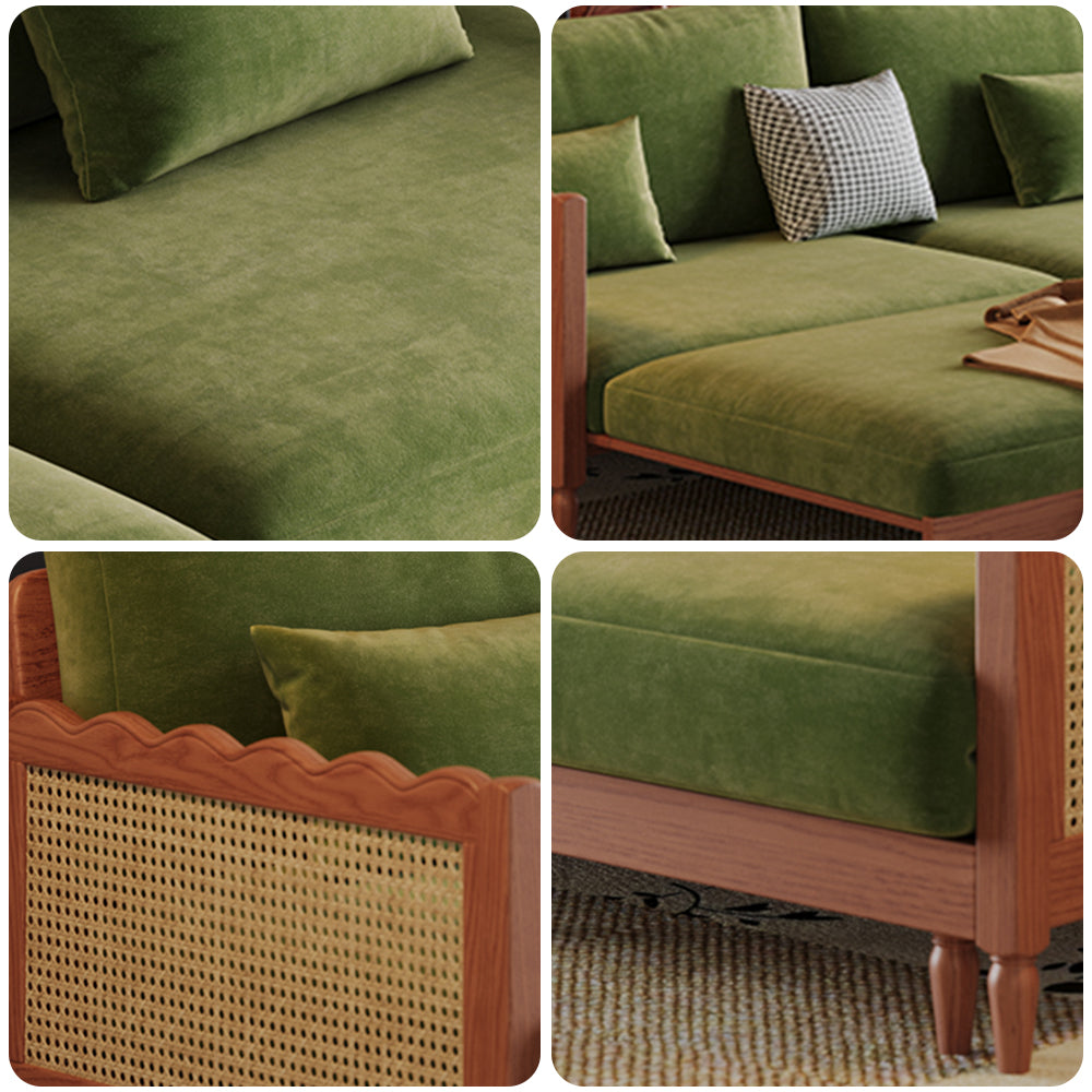 LIVARA 180cm/210cm/240cm/280cm Length Baby Velvet Fabric Sofa Bed Solid Wood Frame