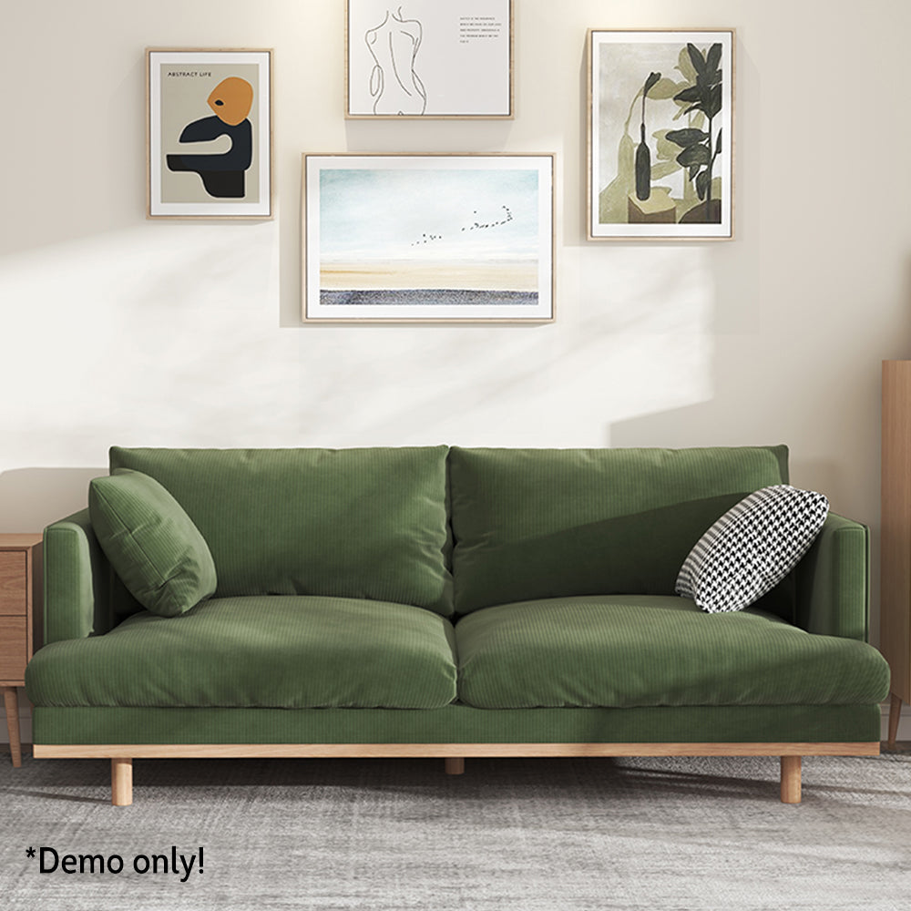 LIVARA HXSF01 Corduroy Fabric Sofa/Footstool Solid Wood Frame