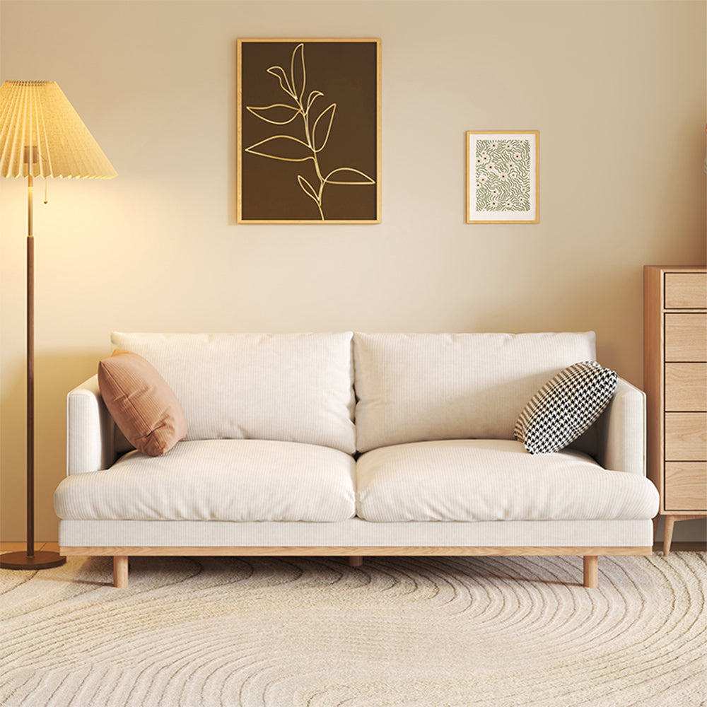 LIVARA HXSF01 Corduroy Fabric Sofa/Footstool Solid Wood Frame