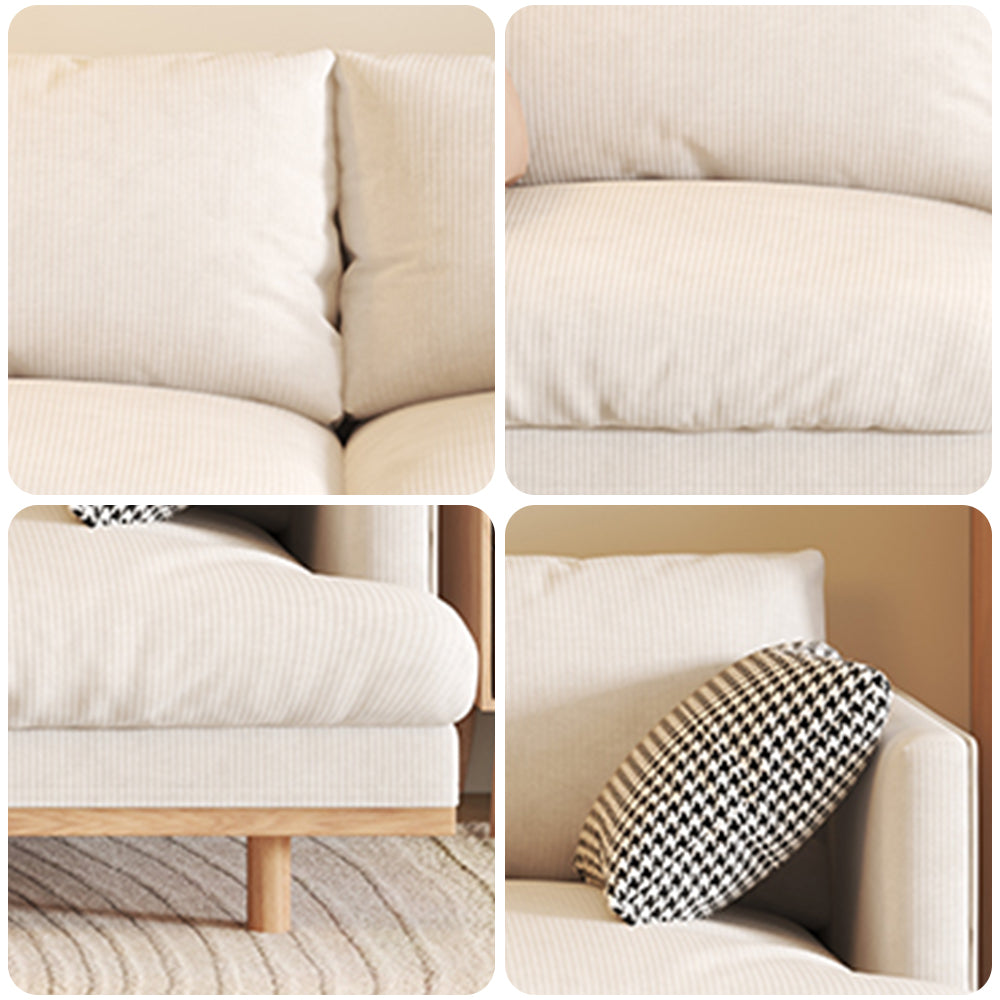 LIVARA HXSF01 Corduroy Fabric Sofa/Footstool Solid Wood Frame