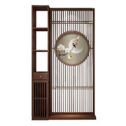 LIVARA Asian Style Walnut Wood Room Divider, Floral & Bird Motif, Elegant Privacy Screen for Home Decor