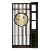 LIVARA Oriental Style Walnut Wood Room Divider, Hollow Slatted Privacy Screen, Perfect for Entryway or Foyer Decoration