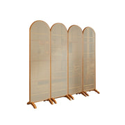 LIVARA 4-Panel Woven Rattan Bamboo Room Divider with Footed Base