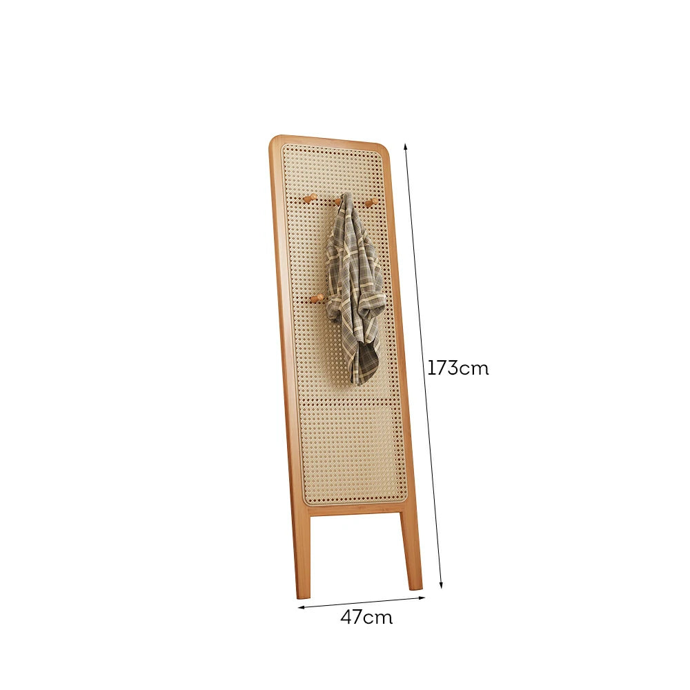 LIVARA Single Panel Freestanding Woven Rattan Bamboo Room Divider with Hooks