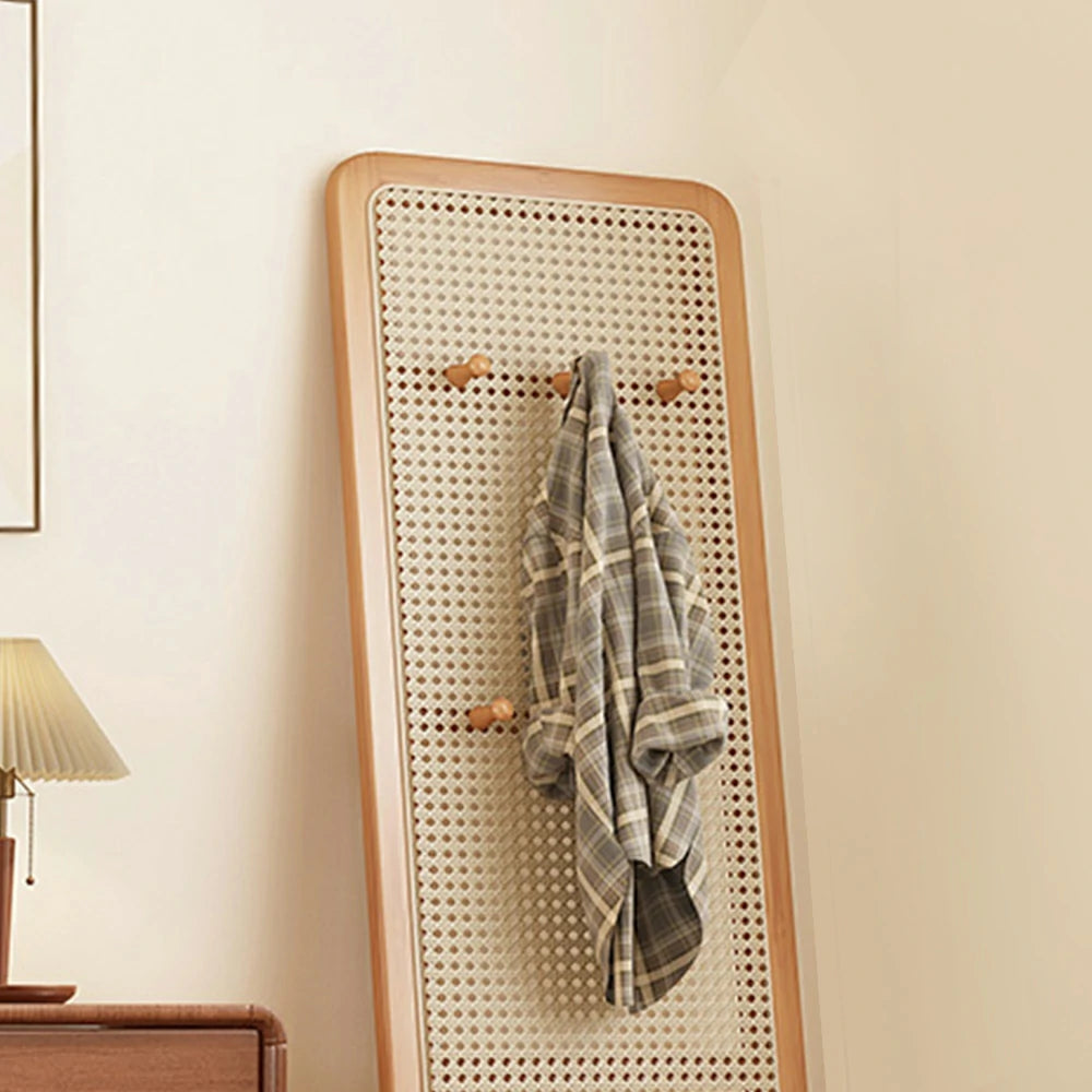 LIVARA Single Panel Freestanding Woven Rattan Bamboo Room Divider with Hooks