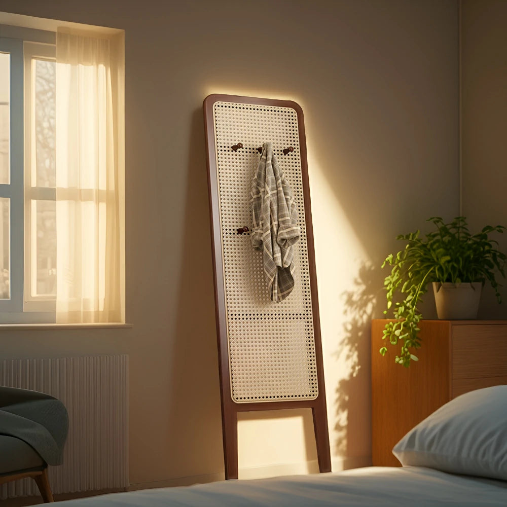 LIVARA Single Panel Freestanding Woven Rattan Bamboo Room Divider with Hooks