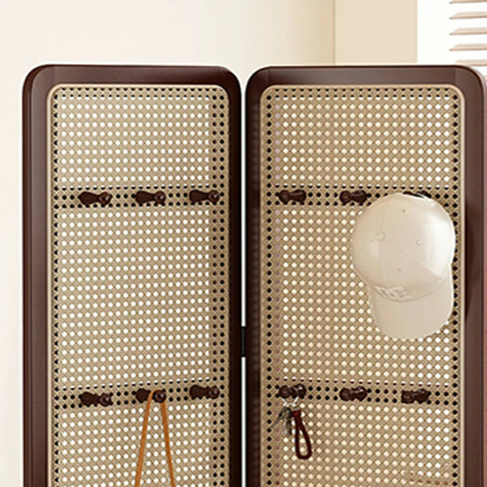 LIVARA Foldable 2-Panel Woven Rattan Bamboo Room Divider with Hooks High Model