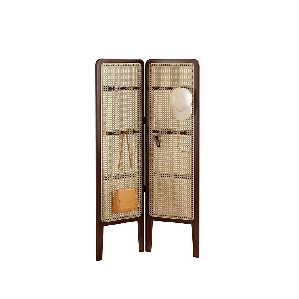 LIVARA Foldable 2-Panel Woven Rattan Bamboo Room Divider with Hooks High Model