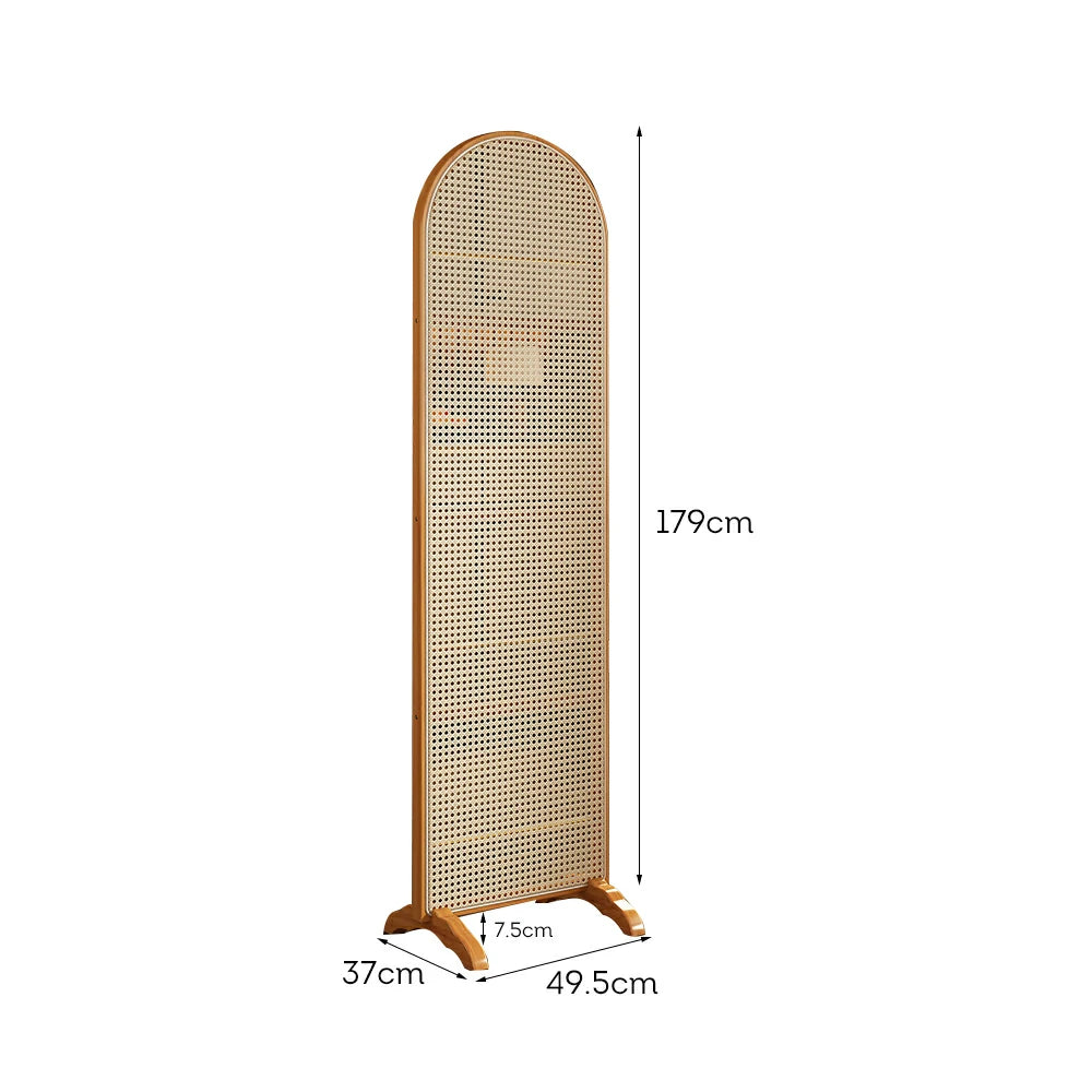 LIVARA Single Panel Freestanding Woven Rattan Bamboo Room Divider with Footed Base