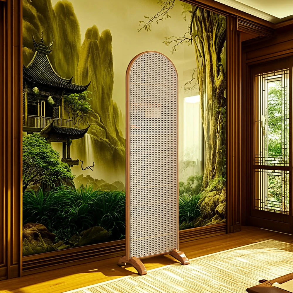 LIVARA Single Panel Freestanding Woven Rattan Bamboo Room Divider with Footed Base