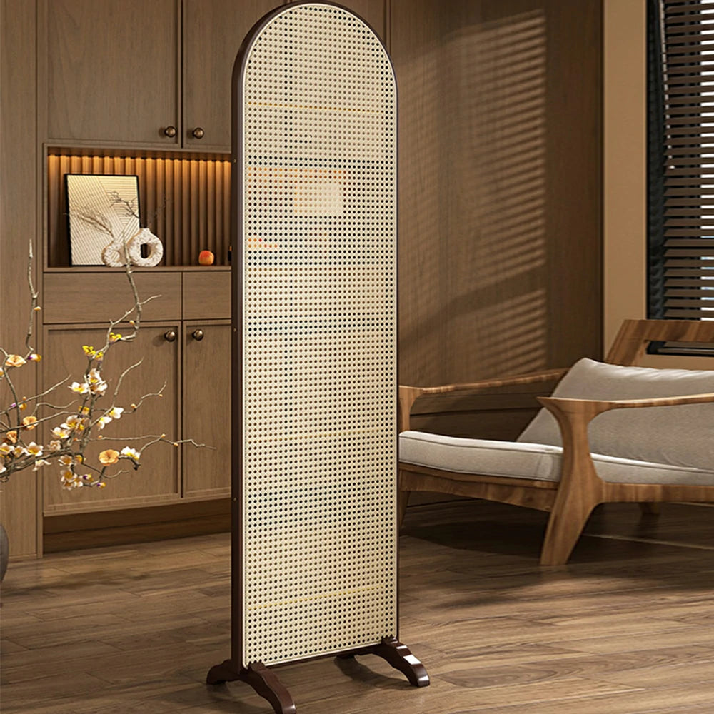 LIVARA Single Panel Freestanding Woven Rattan Bamboo Room Divider with Footed Base